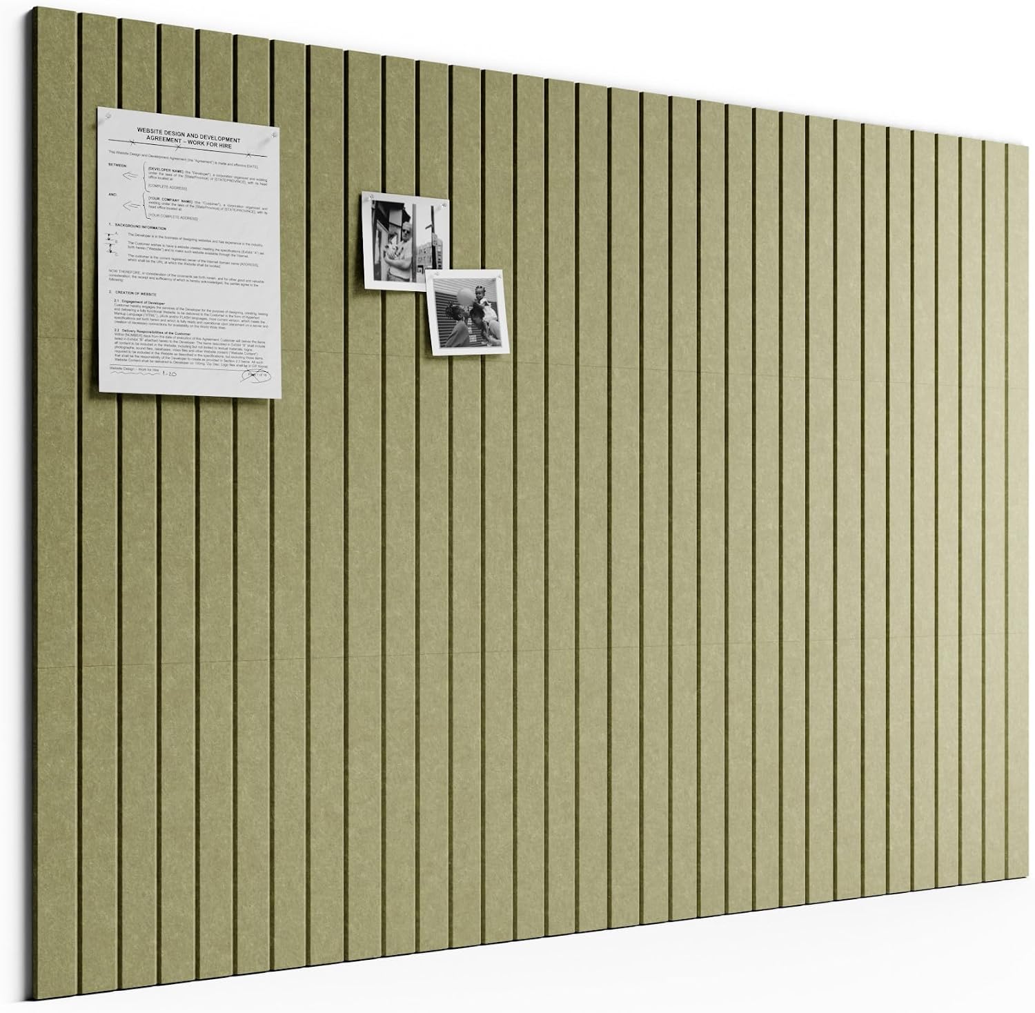 Large Felt Bulletin Board 48" x 36" Cork Board Alternative-12 Pack with 70 Safe Removable Adhesive Tabs, Cork Boards for Walls Cork Board for Home Office Classroom Pin Board (Olive Green)