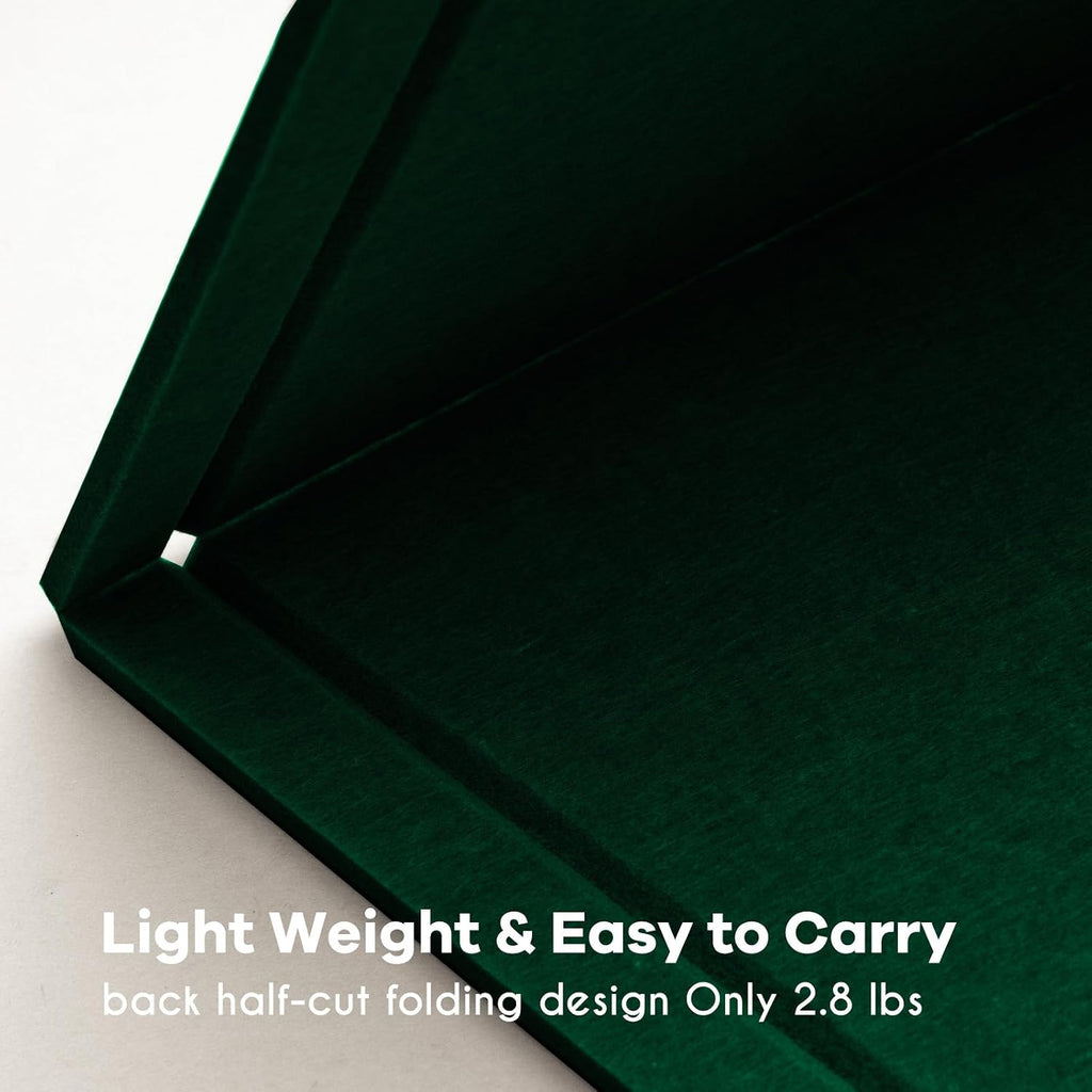 Large Bulletin Board - 48 x 36 Inches, Decorative Felt Pin Board for Wall - 4' x 3' Foldable Photo Display Board with Self-Adhesive Tape, Includes 20 Push Pins - Dark Green