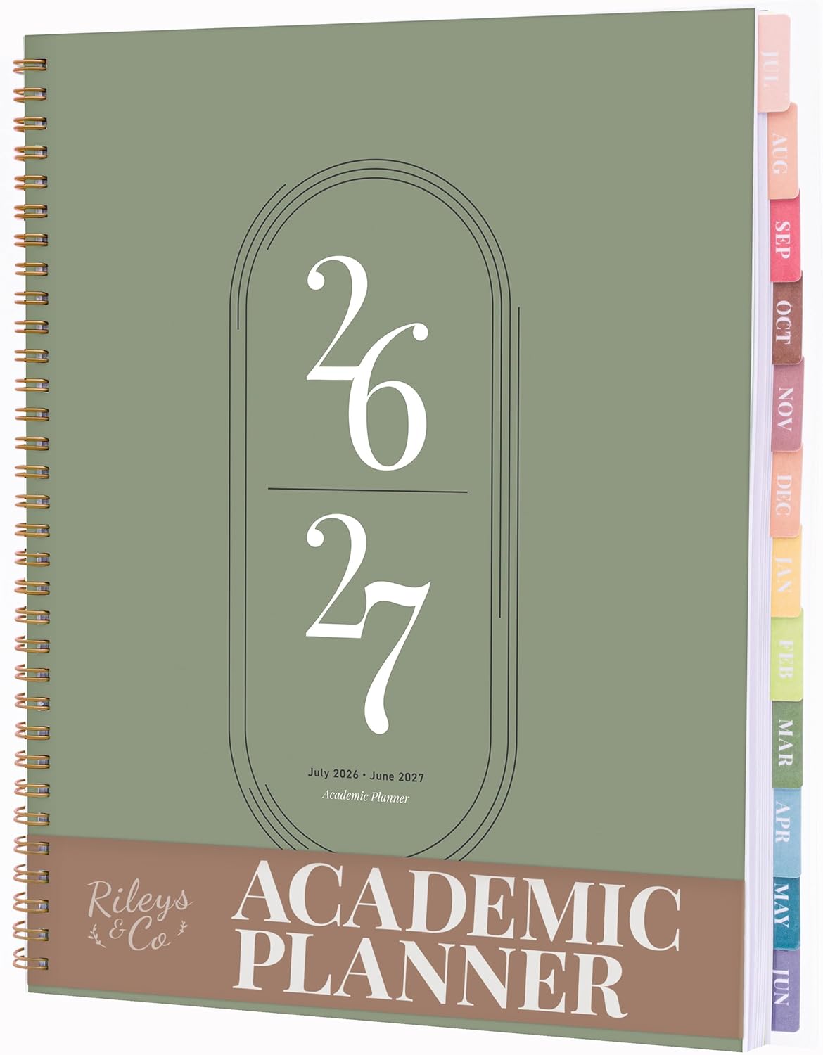 Rileys Academic Planner 2026-2027, Daily, Weekly & Monthly Planner, July 2026 - June 2027, Student Notes Pages, Twin-Wire Binding Weekly Agenda for School & Work (21.6 x 28 cm, Green)
