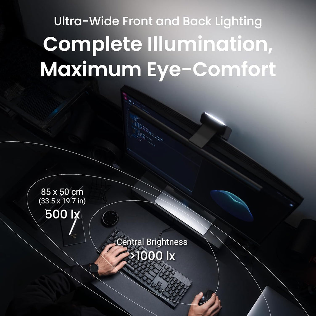 ScreenBar Halo 2 LED Monitor Light - Wireless Controller, Adjustable Brightness & Color Temperature, Eye-Care Light Bar, No Screen Glare, Space Saving, USB Powered