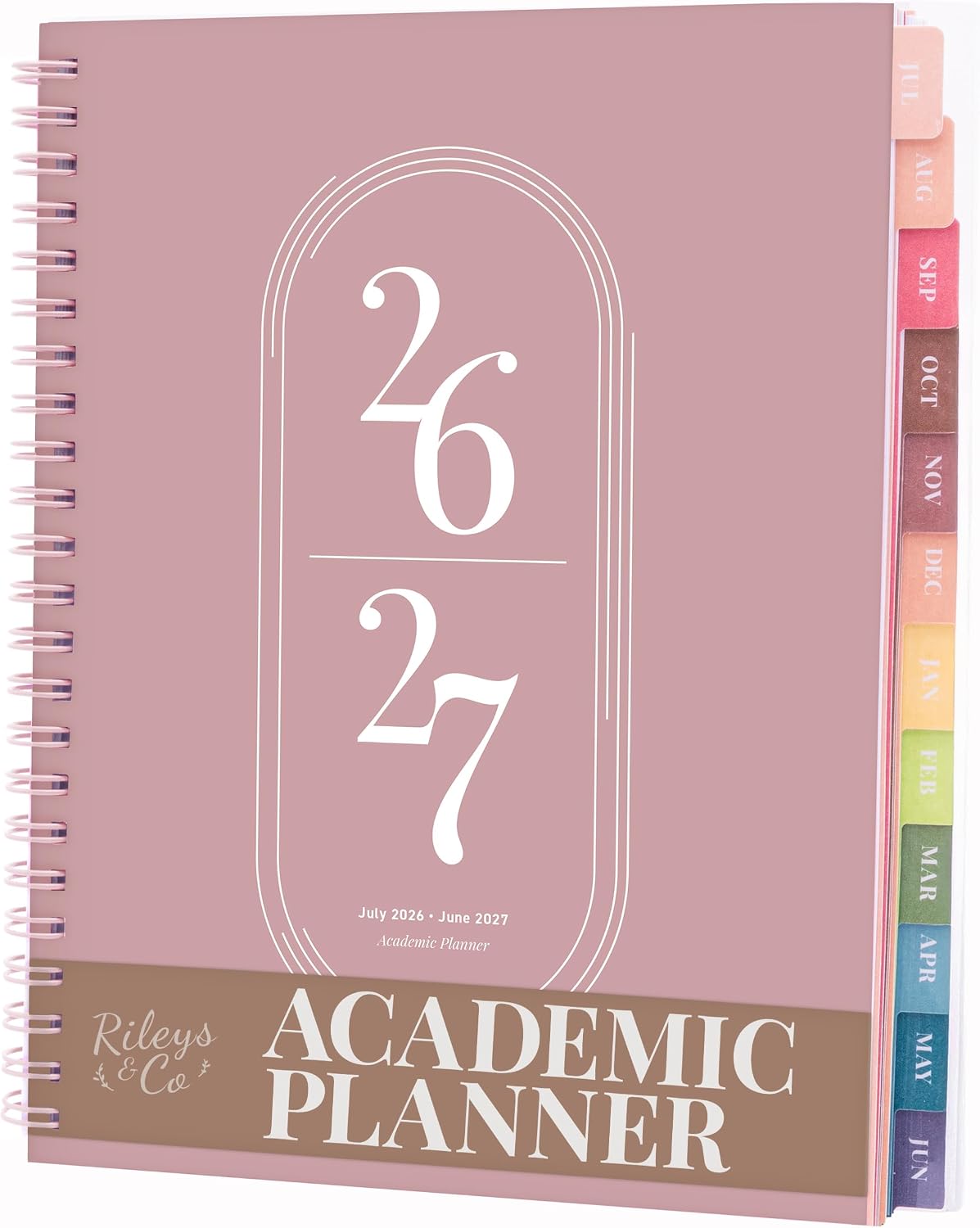 Rileys Academic Planner 2026-2027, Daily, Weekly & Monthly Planner, July 2026 - June 2027, Student Notes Pages, Twin-Wire Binding Weekly Agenda for School & Work (20 x 15 cm, Pink)