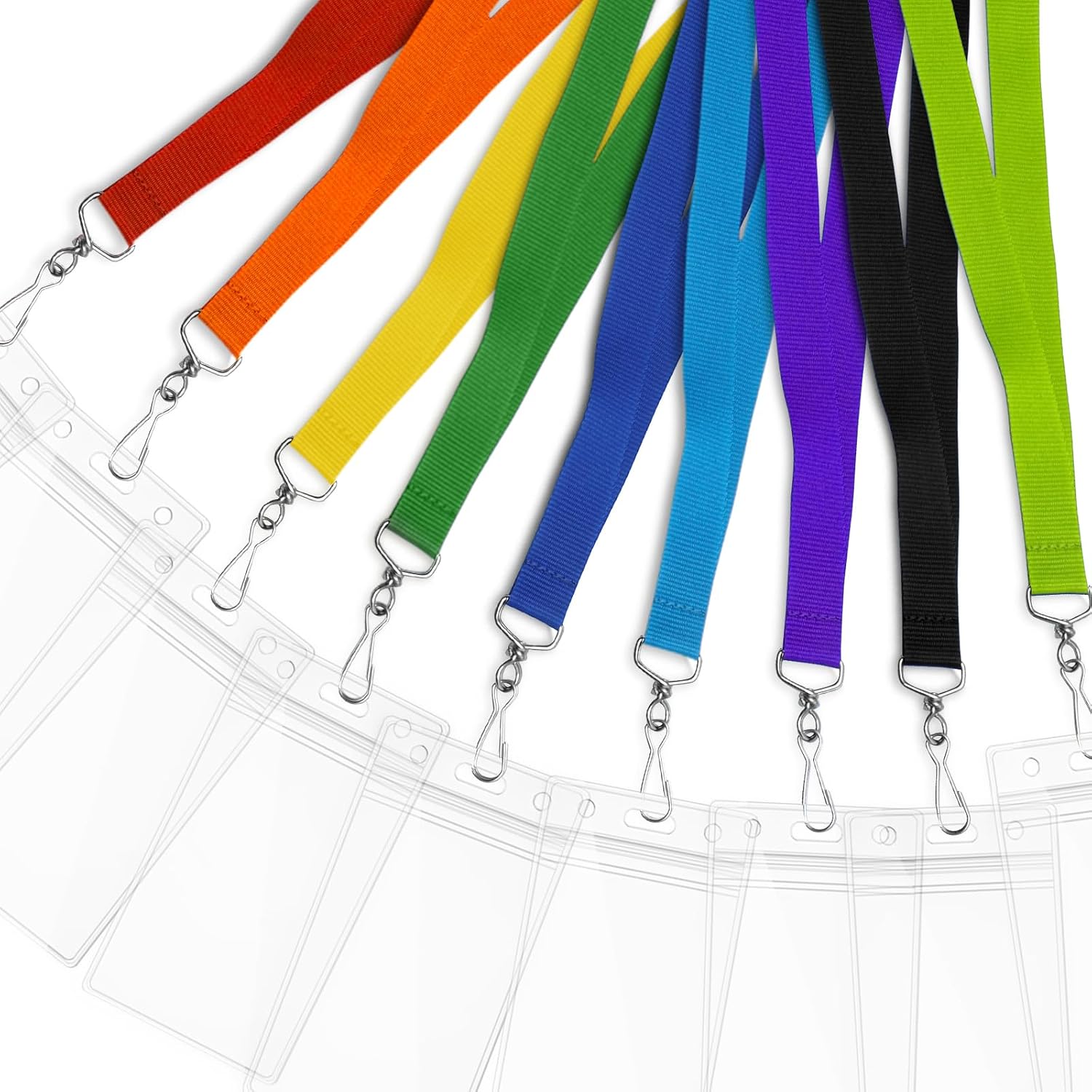 Breakaway Lanyards with Waterproof Badge Holders, Metal Hook, Polyester Neck Straps for ID Cards, Events, Office, and Schools (24, Apple Green)