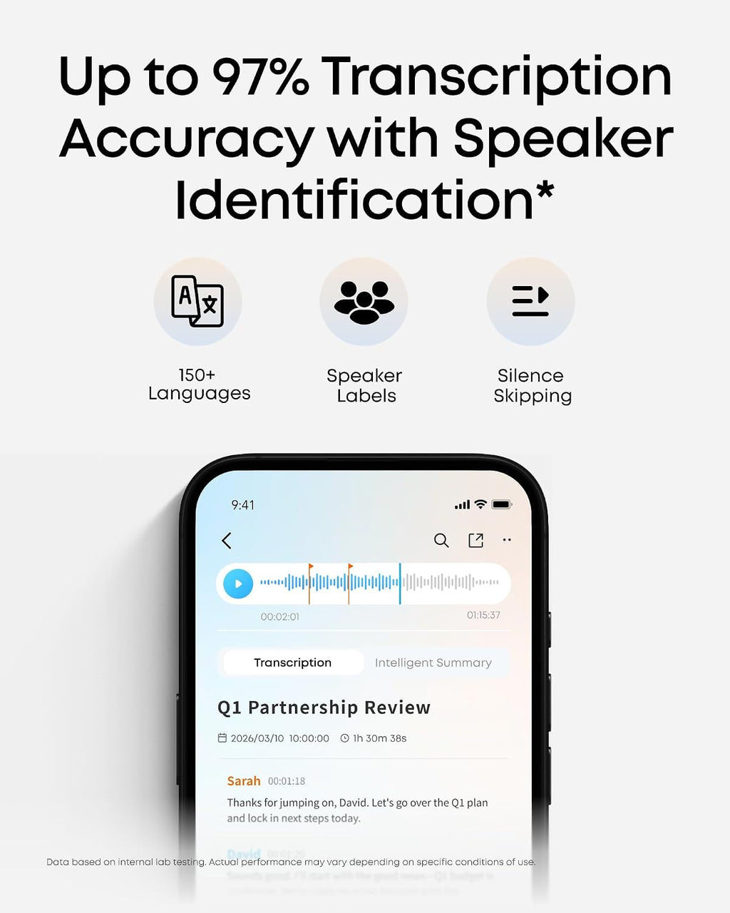 Work AI Voice Recorder by Anker,Wearable Note Taker for Meetings, Transcribe and Summarize (300 Mins/Mo Included, Optional App Upgrades), MFi Certified, 64 GB, 150+ Languages, USB-C Charging