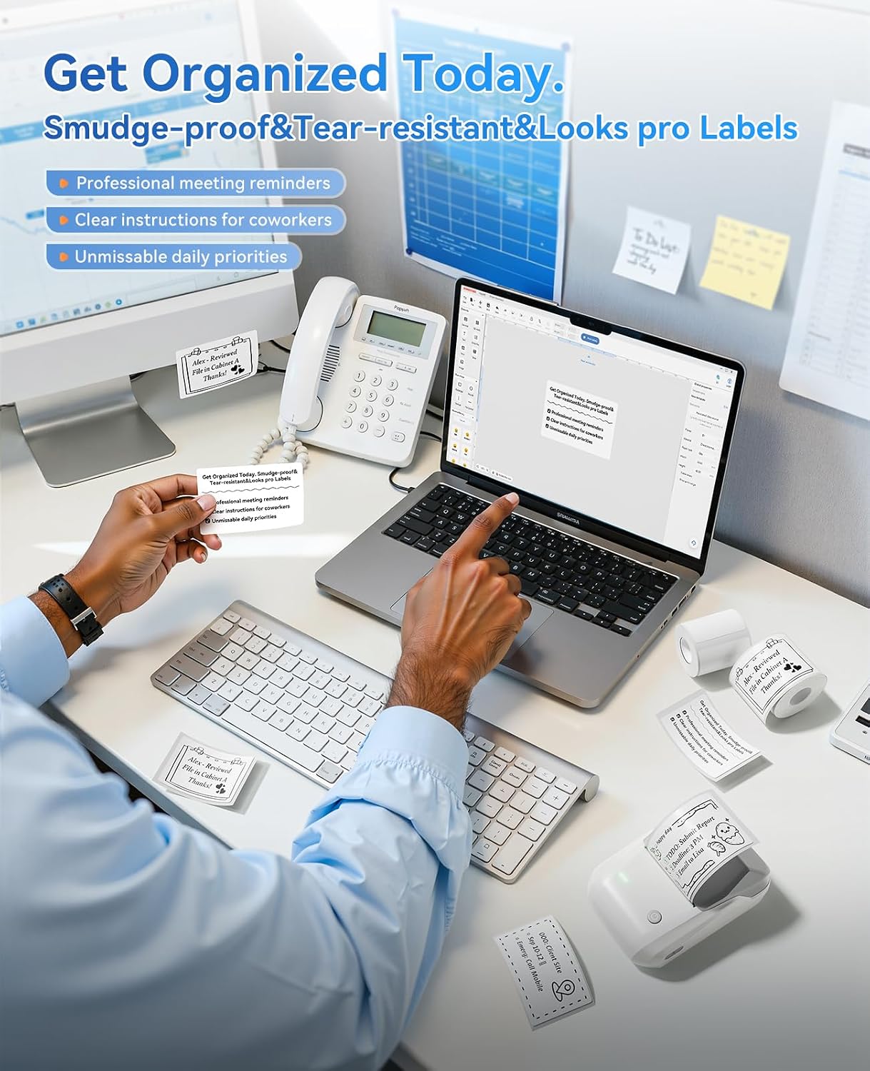 B1 Label Maker Machine with Tape, Portable Thermal Bluetooth Printer for 2'' Stickers, Mini Barcode Labeler for Home School& Small Business