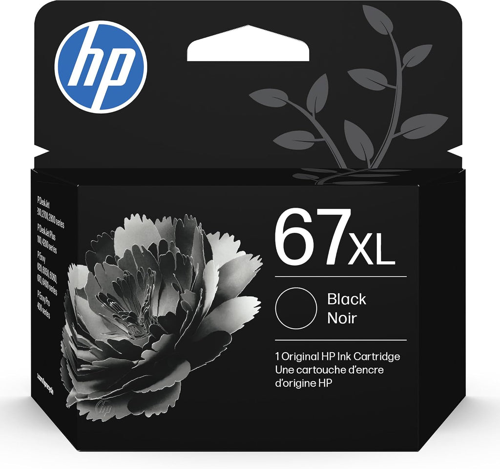 Original 67XL Black High-Yield Ink Cartridge | Works with DeskJet 1255, 2700, 4100 Series, Envy 6000, 6400 Series | Eligible for Instant Ink | 3YM57AN