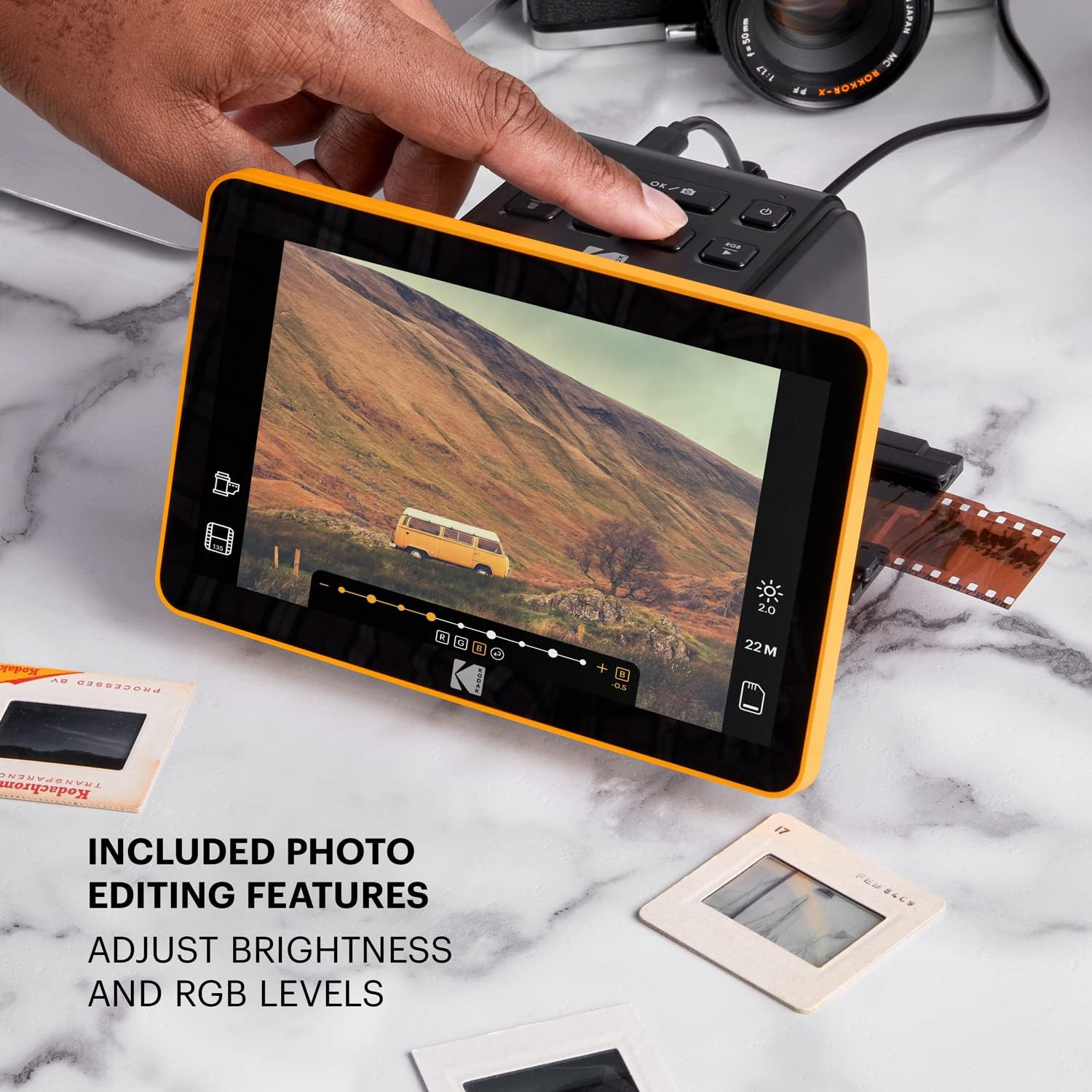 Slide N SCAN Digital Film Scanner 7" Max - Negatives Film and Slide Digitizer with Large 7” LCD Screen, Convert Color & B&W Negatives & Slides 35mm, 126, 110 Film to High Resolution 22MP JPEGs