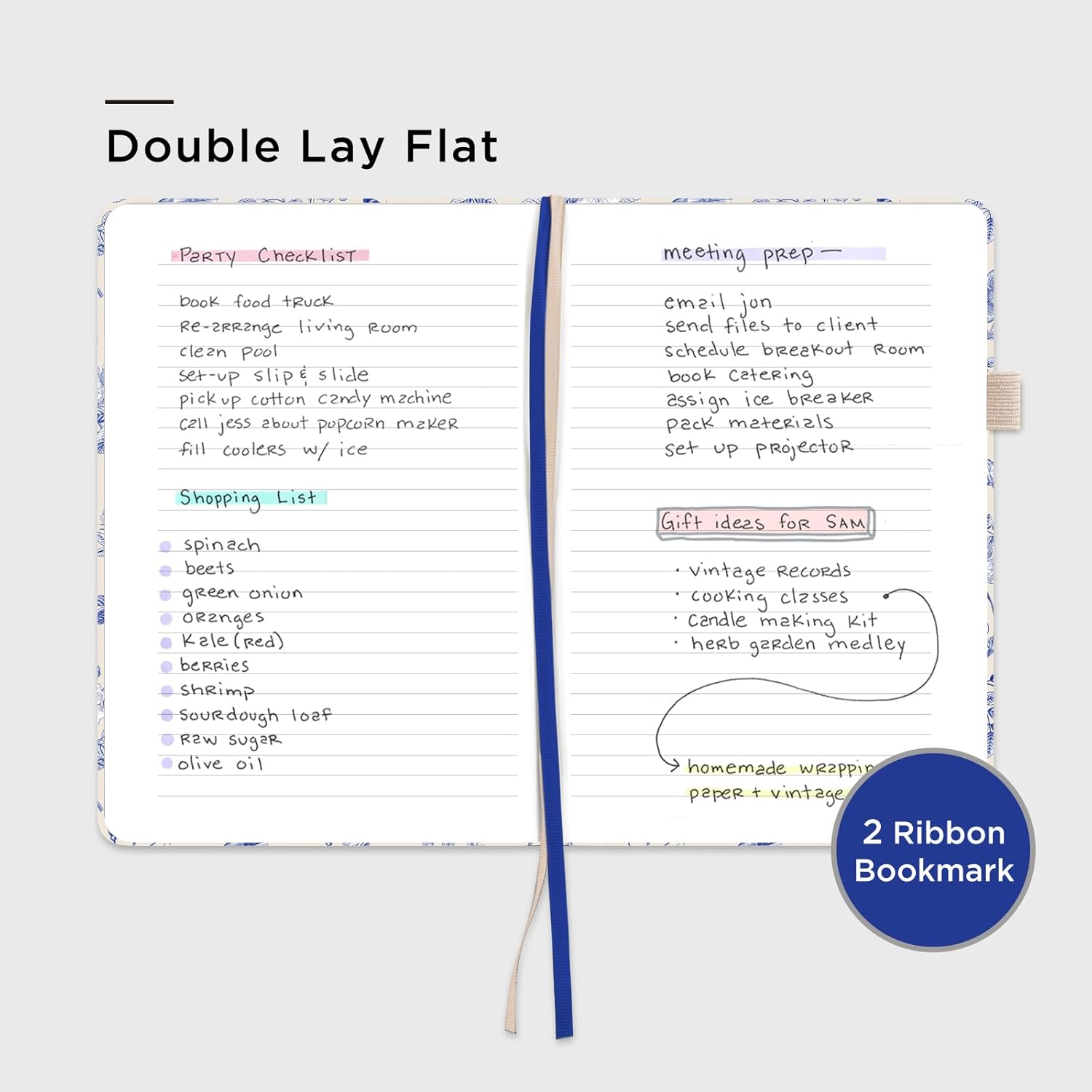 And Per Se A5 Lined Notebook - 160 Pages 100 GSM Thick Paper, Hardcover LAY-FLAT Journal with Pocket & 2 Bookmarks, for Writing, Office, School, College Ruled Notebook (1 Pack, Light Blue)