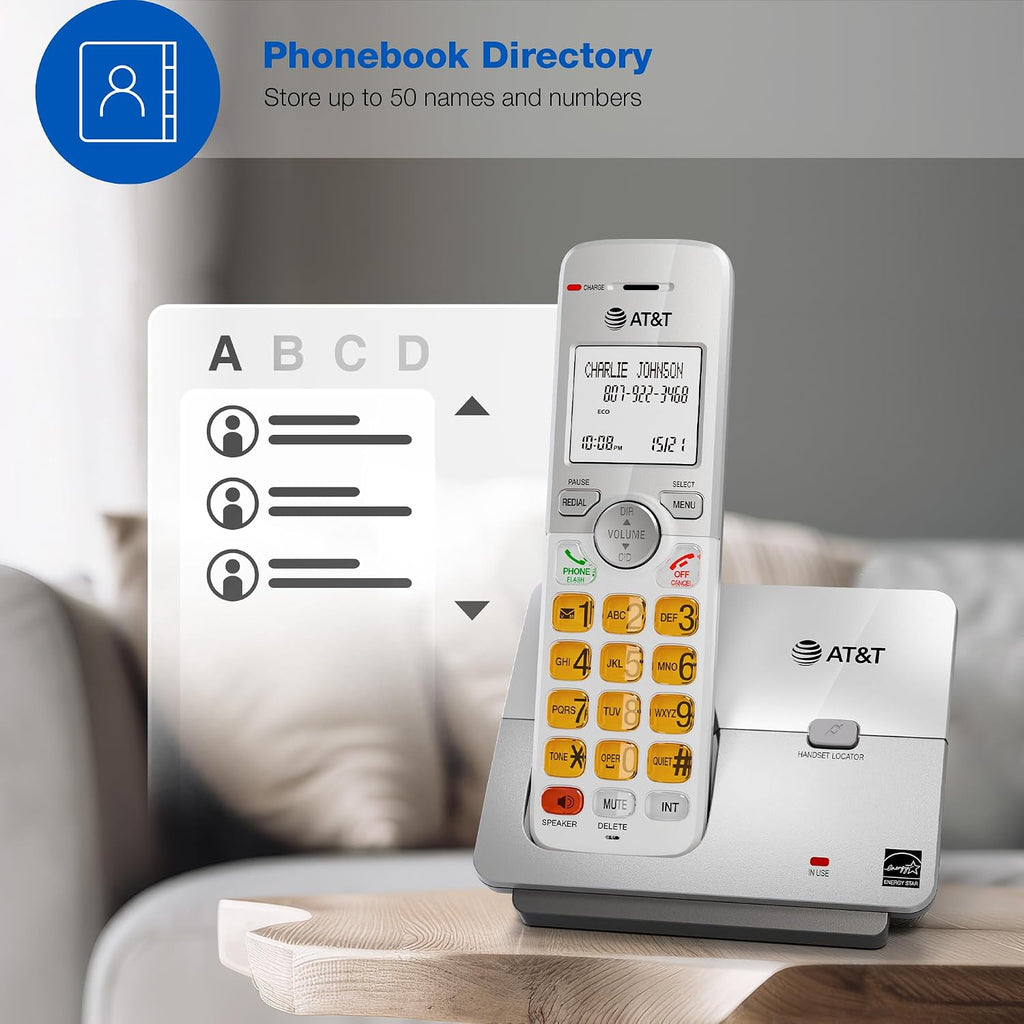 4-Handset DECT 6.0 Cordless Home Phone with LCD Display, Lighted Keypad, Caller ID/Call Waiting, Simulated Full-Duplex Handset Speakerphone, Eco Mode, Voicemail Key, Quiet Mode, Intercom, EL51403
