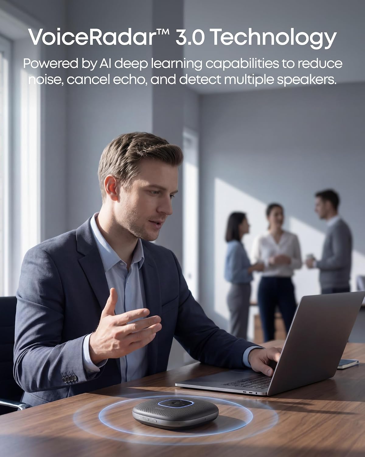 PowerConf Speakerphone, Zoom Certified Conference Speaker with 6 Mics, 360° Enhanced Voice Pickup, 24H Call Time, Bluetooth 5.3, USB C, Compatible with Leading Platforms for Personal Workspaces
