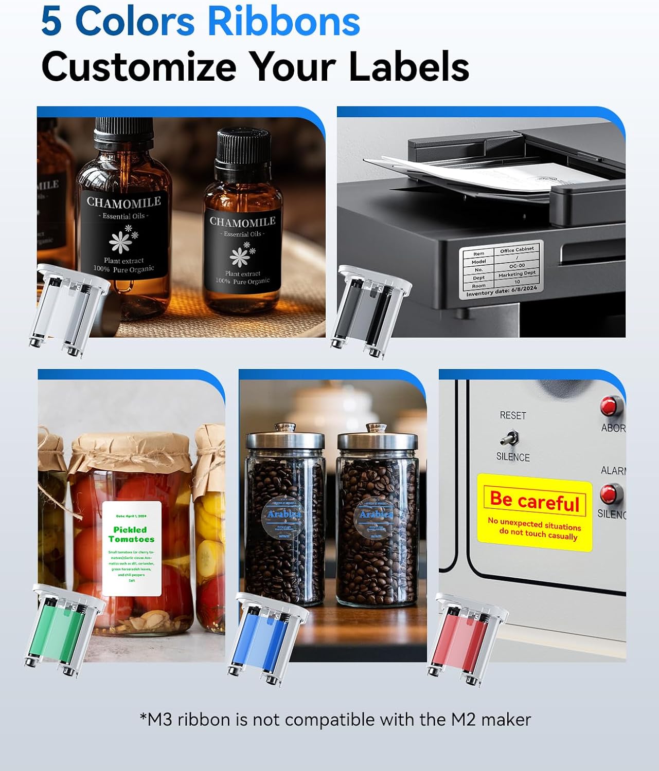 M3 Label Maker Machine with Tape, 3'' Bluetooth Label Printer | Thermal Transfer Sticker Printer for Small Business, Cable, Equipment, Works with Phones & PC(Not for 4x6 Shipping Label)