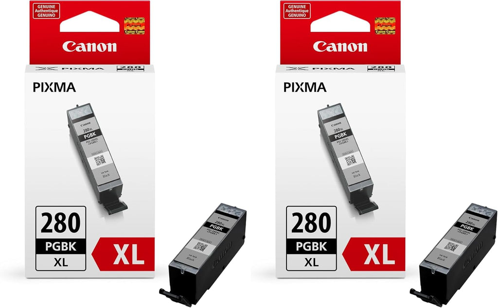 Genuine Ink Cartridge PGI-280XL Black, High-Yield (1 Count), Original Printer Ink for PIXMA TR7620 / TR8520 / TS6220 Printers (Pack of 2)