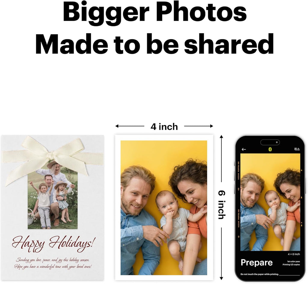 Dock Plus 4x6 Photo Printer, Smartphone Docking, 4PASS, 10 Sheets | Bluetooth, iPhone & Android Smartphone Compatible, Charge While Printing, Water, Fingerprint and Fade Resistant