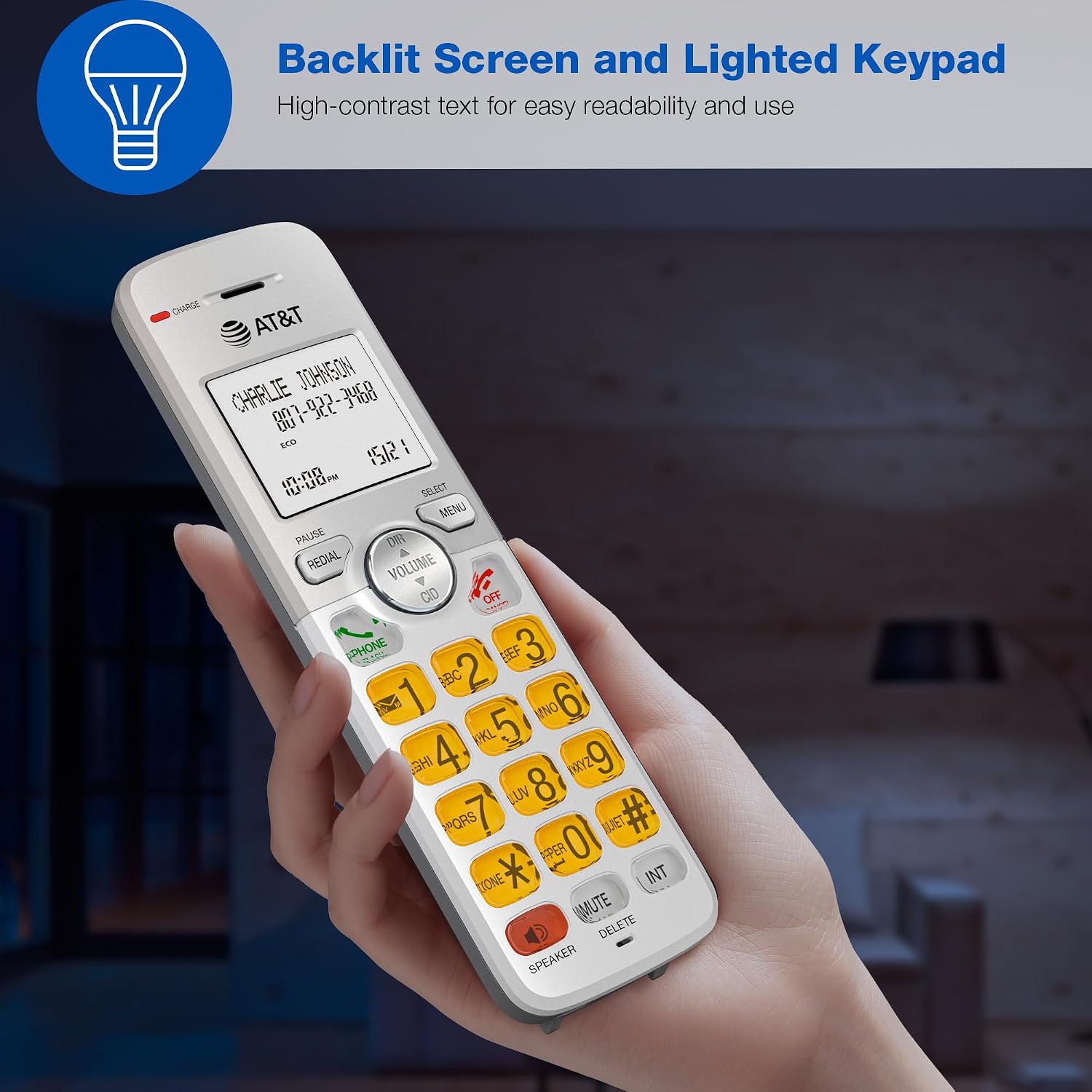 4-Handset DECT 6.0 Cordless Home Phone with LCD Display, Lighted Keypad, Caller ID/Call Waiting, Simulated Full-Duplex Handset Speakerphone, Eco Mode, Voicemail Key, Quiet Mode, Intercom, EL51403