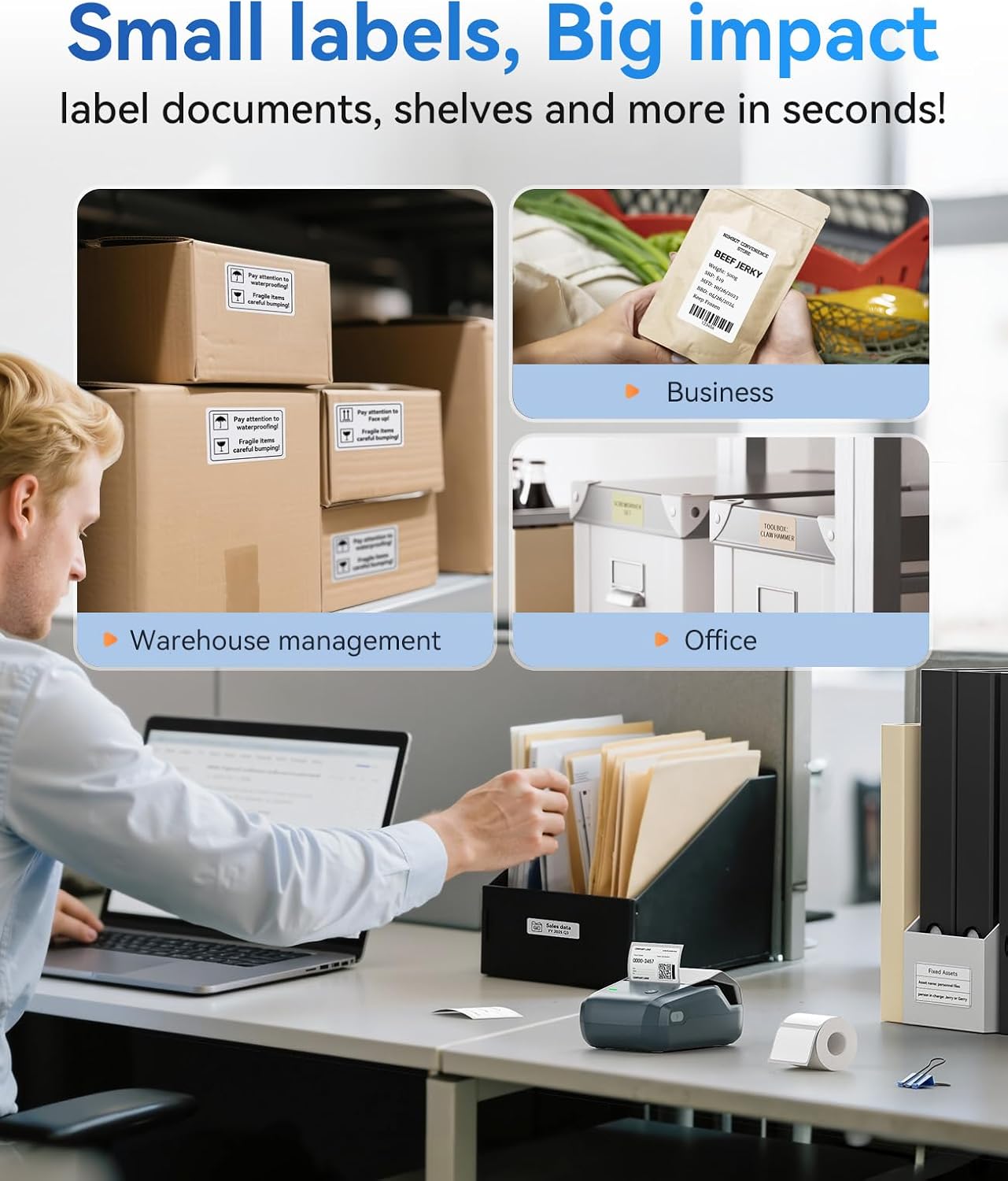 B1 Label Maker Machine with Tape, Thermal Name Tag Sticker Printer | Portable Mini Bluetooth Inkless Labeler for Custom Stickers