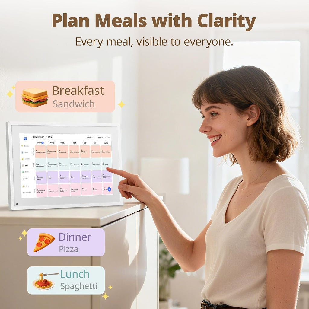10.1" Digital Calendar Chore Chart, 1080P Full HD Interactive Touchscreen, 2026 Smart Family Planner, Electronic Calendar Desk Mountable for Seamless Scheduling, Calendrier numerique