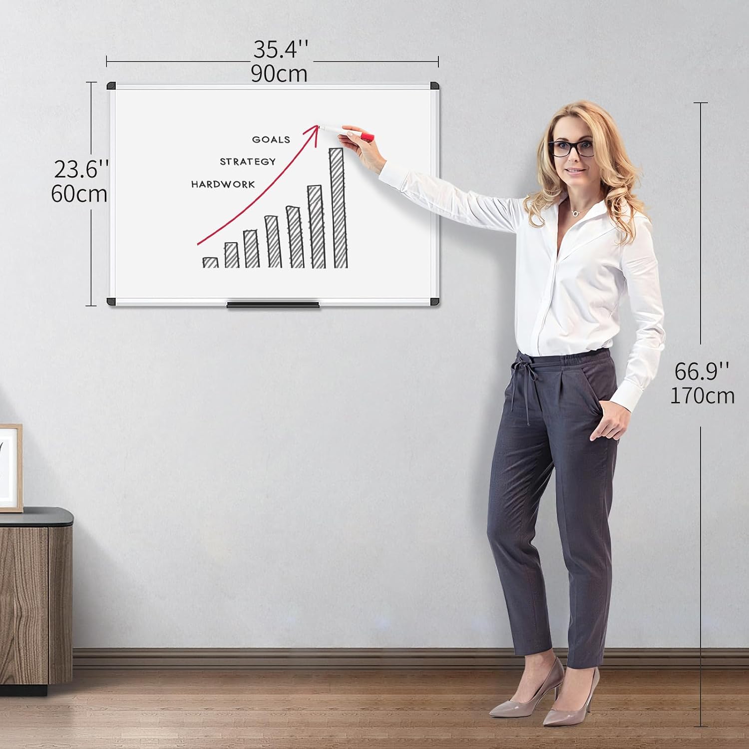 Magnetic Whiteboard Dry Erase Board, 36 x 24 Inches White Board, Silver Aluminium Frame