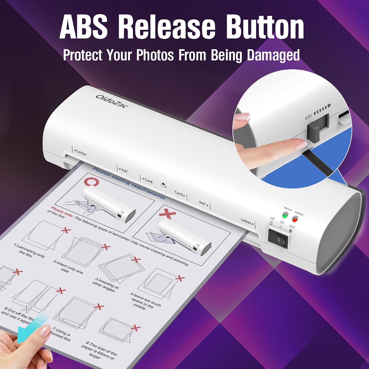 Laminator Machine, 9-Inch Letter Size Laminating Machine with 15 Laminating Pouches for Small Desktop, 4 in 1 Never Jam Thermal Laminator with Trimmer Corner Rounder for Office School Home