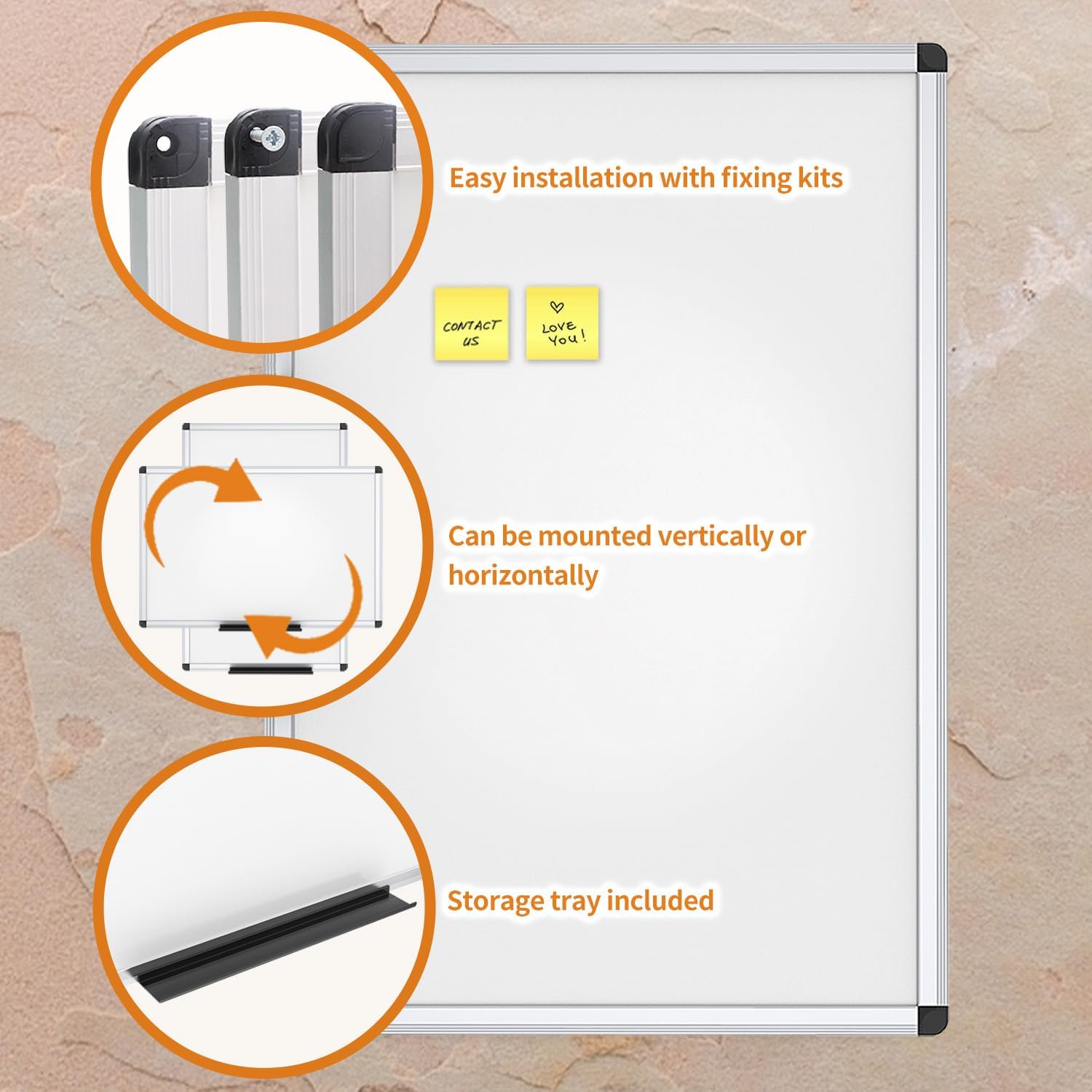 Magnetic Whiteboard Dry Erase Board, 36 x 24 Inches White Board, Silver Aluminium Frame