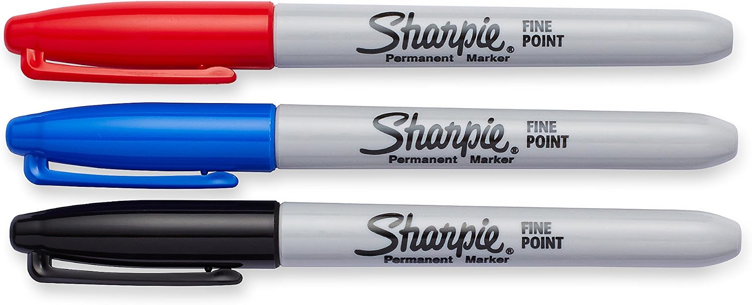 Permanent Markers, Fine Point, Assorted Colours, 3 Count (Pack of 5)