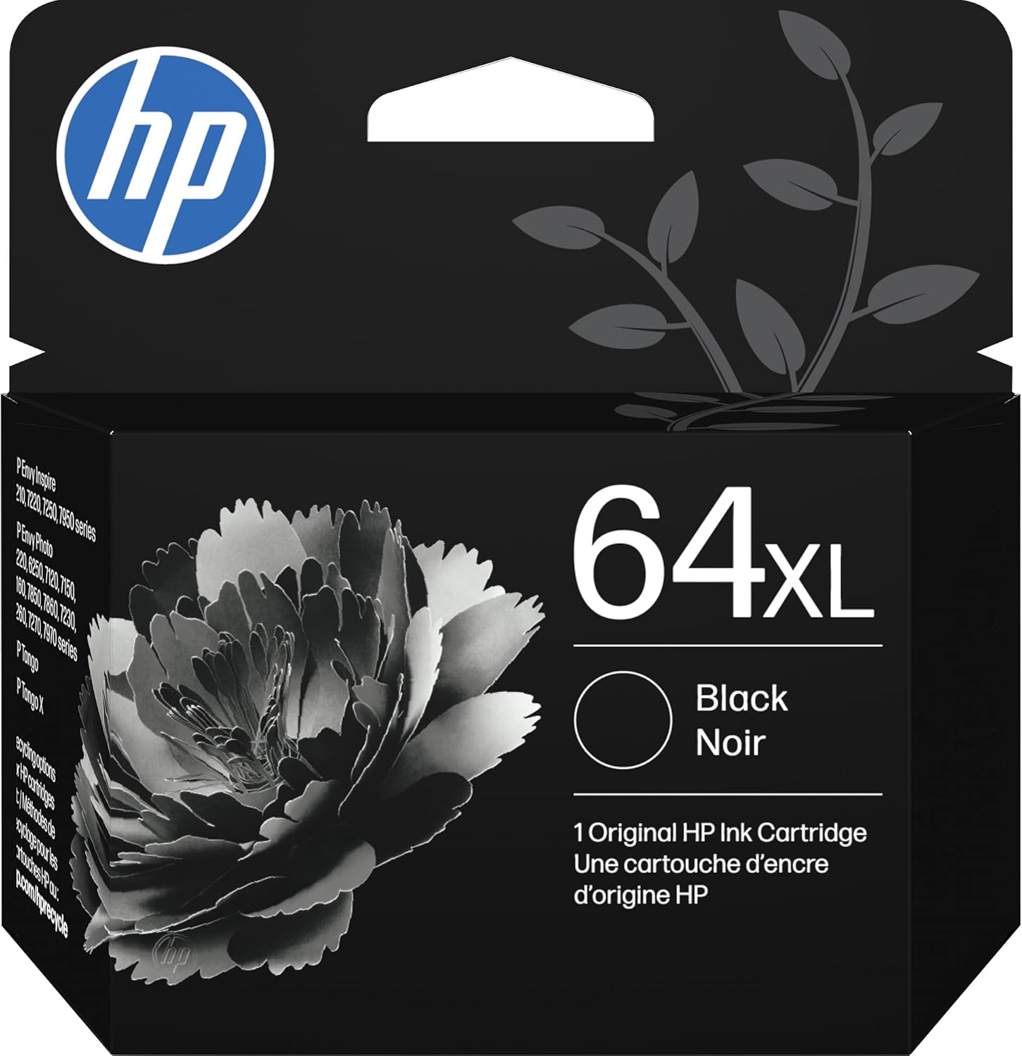 Original 64XL Black High-Yield Ink Cartridge | Works with Envy Photo 6200, 7100, 7800 Series | Eligible for Instant Ink | N9J92AN