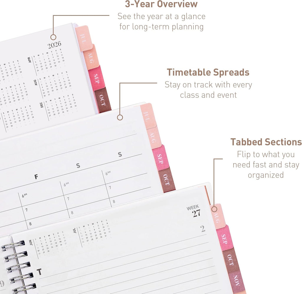 Rileys Academic Planner 2026-2027, Daily, Weekly & Monthly Planner, July 2026 - June 2027, Student Notes Pages, Twin-Wire Binding Weekly Agenda for School & Work (20 x 15 cm, Black)