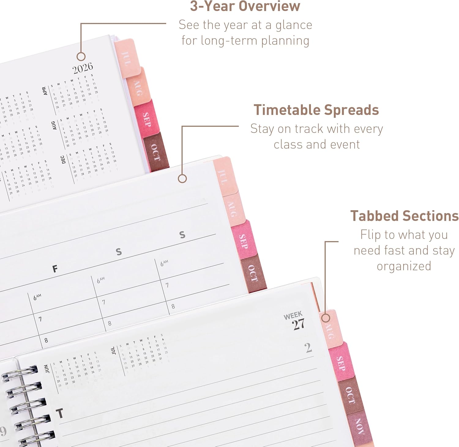 Rileys Academic Planner 2026-2027, Daily, Weekly & Monthly Planner, July 2026 - June 2027, Student Notes Pages, Twin-Wire Binding Weekly Agenda for School & Work (20 x 15 cm, Black)