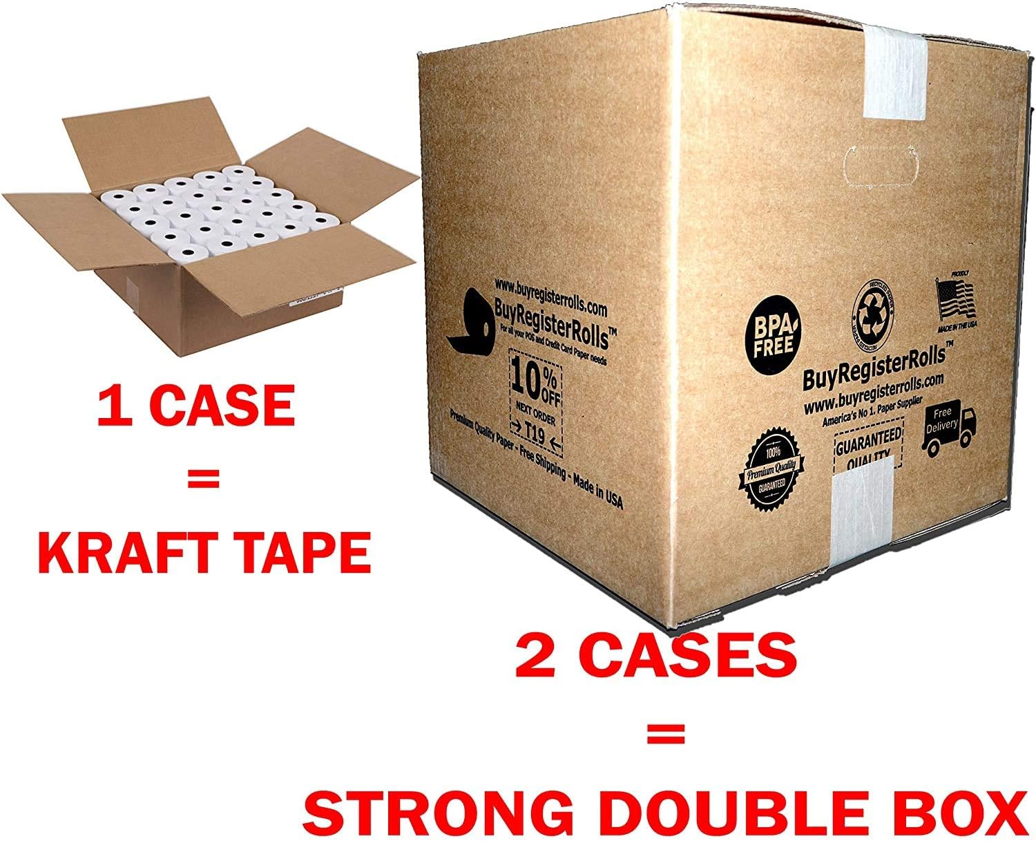 (100 Rolls) 2 1/4 x 50 Thermal Paper Receipt Rolls 55 GSM Premium Quality German Paper fits all Credit Card Terminals Verifone VX520 Ingenico ICT220 ICT250 BPA Free from
