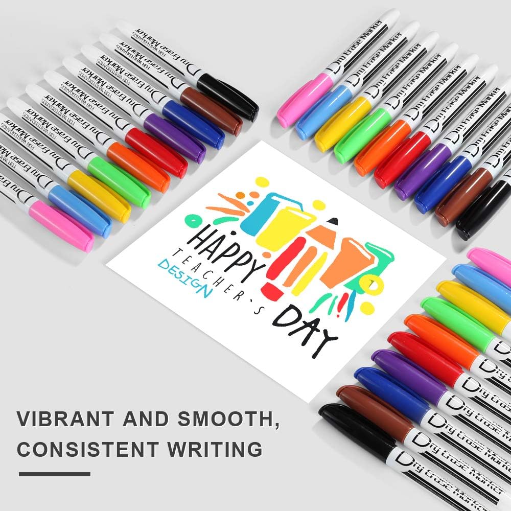 Dry Erase Markers Bulk Pack of 60 Low Odor Fine Whiteboard Pens, 10 Assorted Colors for Whiteboard Dry Erase Calendar