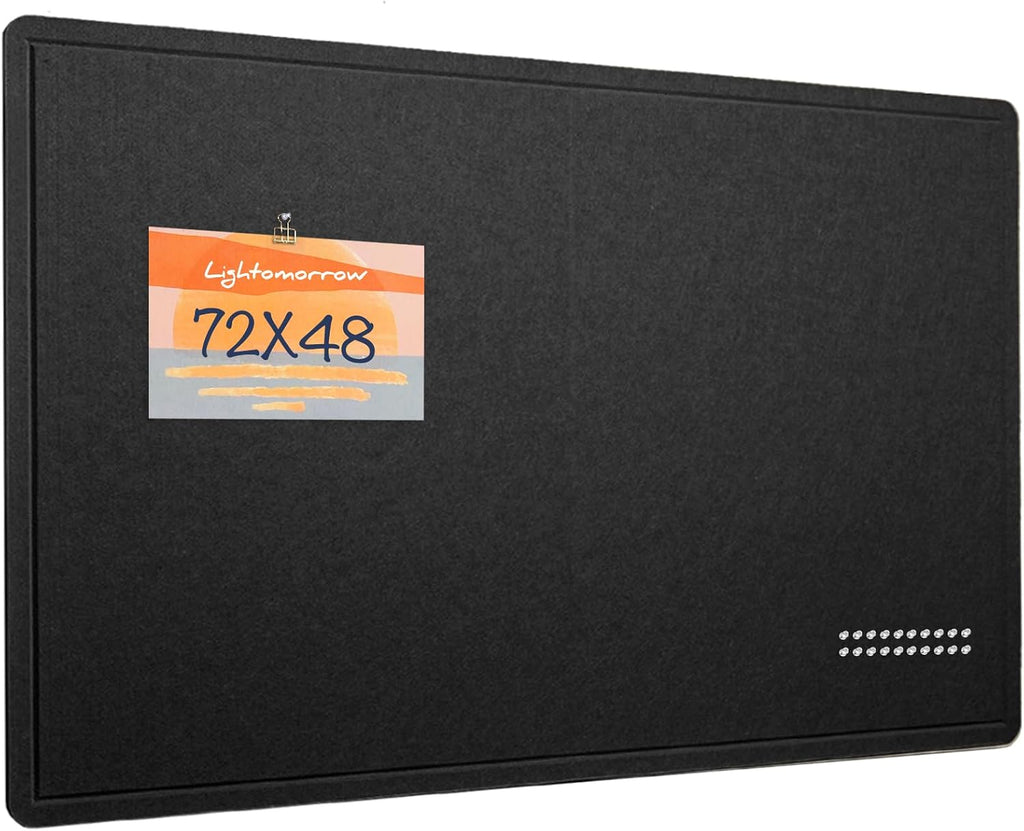 Large Bulletin Board - 120 x 180 cm, Decorative Felt Pin Board for Wall - 6' x 4' Foldable Photo Display Board with Self-Adhesive Tape, Includes 20 Push Pins - Black