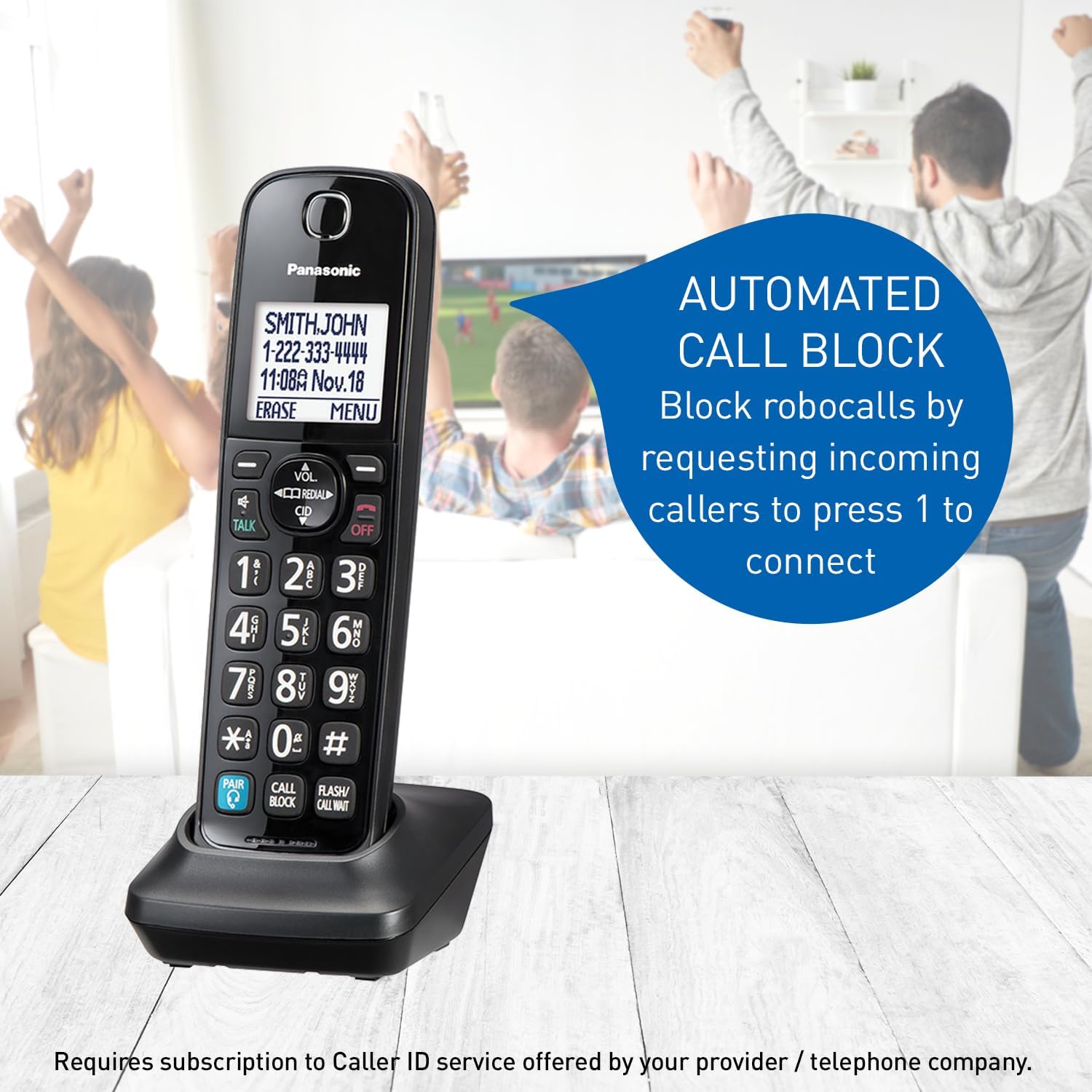 Expandable Corded Phone System, Bluetooth Pairing for Wireless Headphones and Hearing Aids, Smart Call Block, Bilingual Talking Caller ID, 2 Handsets - KXTGF892B (Black)