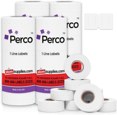 1 Line White Labels - 32 Rolls, 4 Sleeves, 32,000 Blank Price and Date Gun Labels for 1 Line Price and Date Guns - Made in USA