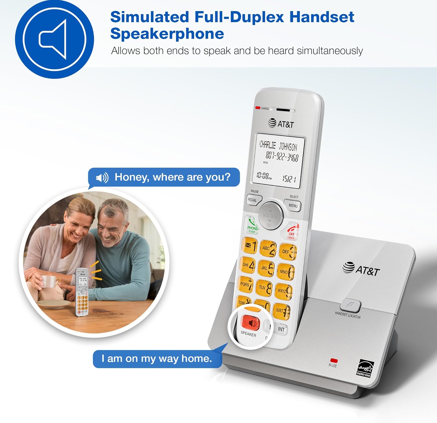 4-Handset DECT 6.0 Cordless Home Phone with LCD Display, Lighted Keypad, Caller ID/Call Waiting, Simulated Full-Duplex Handset Speakerphone, Eco Mode, Voicemail Key, Quiet Mode, Intercom, EL51403