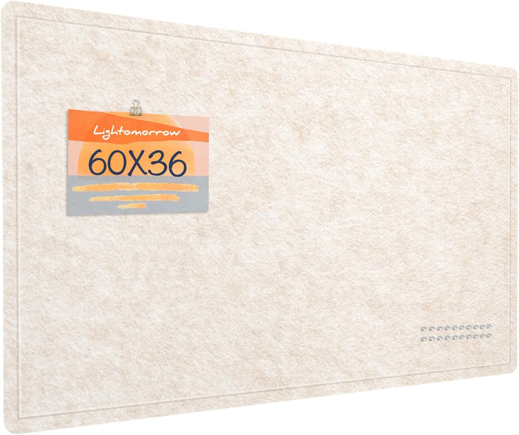 Large Bulletin Board - 60 x 36 Inches, Decorative Felt Pin Board for Wall - 5' x 3' Foldable Photo Display Board with Self-Adhesive Tape, Includes 20 Push Pins -Oatmeal