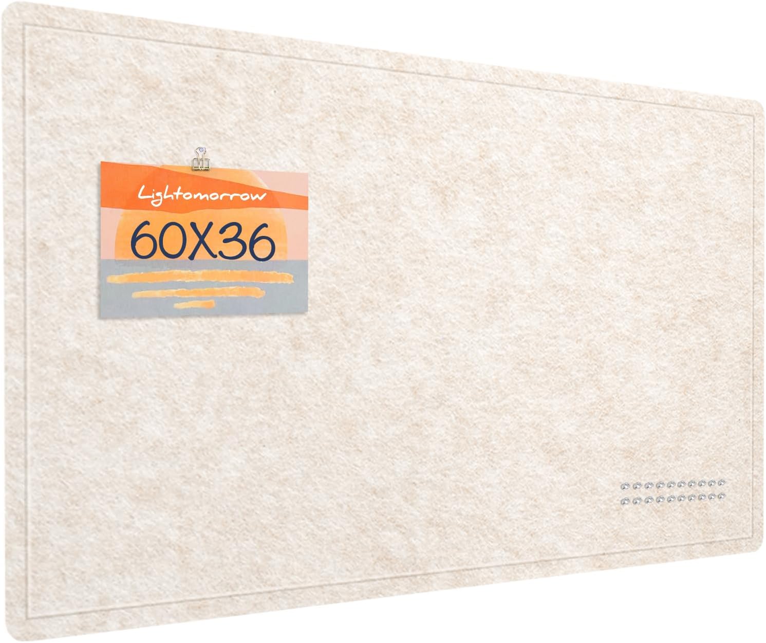 Large Bulletin Board - 60 x 36 Inches, Decorative Felt Pin Board for Wall - 5' x 3' Foldable Photo Display Board with Self-Adhesive Tape, Includes 20 Push Pins -Oatmeal