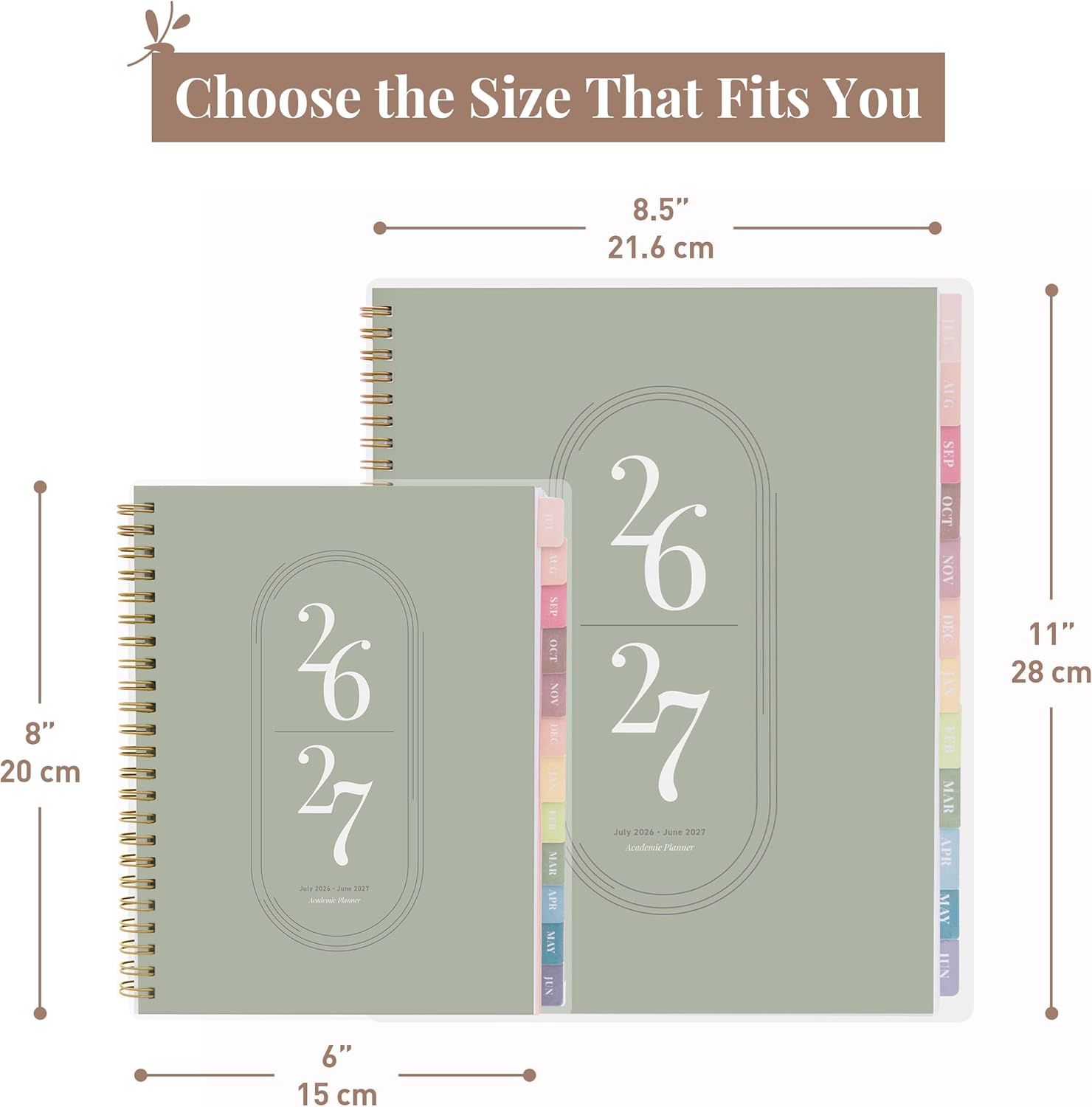 Rileys Academic Planner 2026-2027, Daily, Weekly & Monthly Planner, July 2026 - June 2027, Student Notes Pages, Twin-Wire Binding Weekly Agenda for School & Work (21.6 x 28 cm, Green)