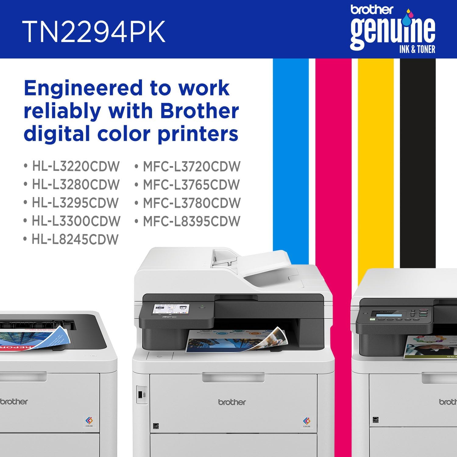 Genuine TN2294PK Standard Yield Black, Cyan, Magenta and Yellow Toner Cartridges