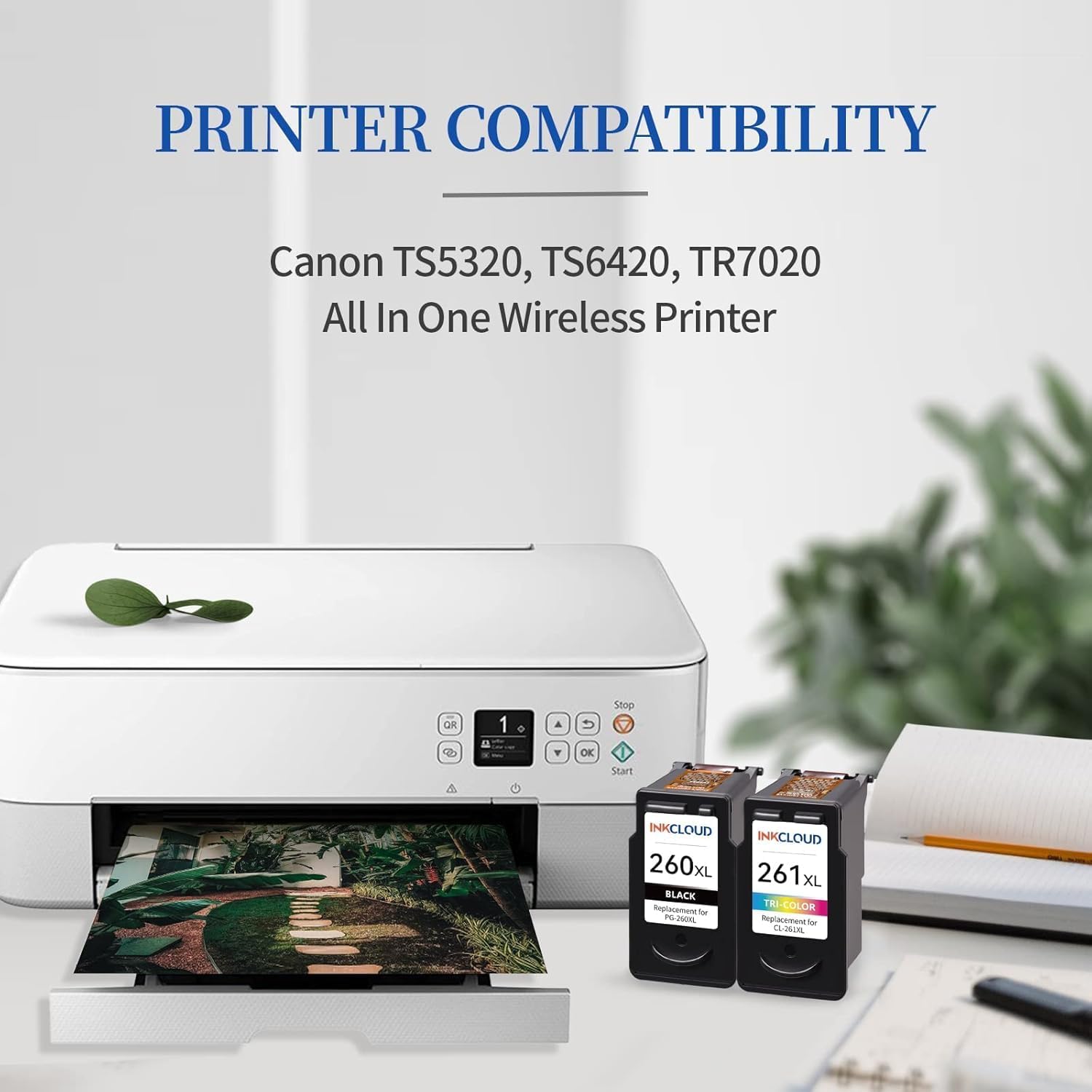 260XL 261XL Replacement for Canon 260 and 261 PG-260XL CL-261XL Used to Canon Pixma TS6420a TS6420 TS5320 TS6400 TR7020a TR7020 TR7022 Printer - Black Color High Yield 2PK