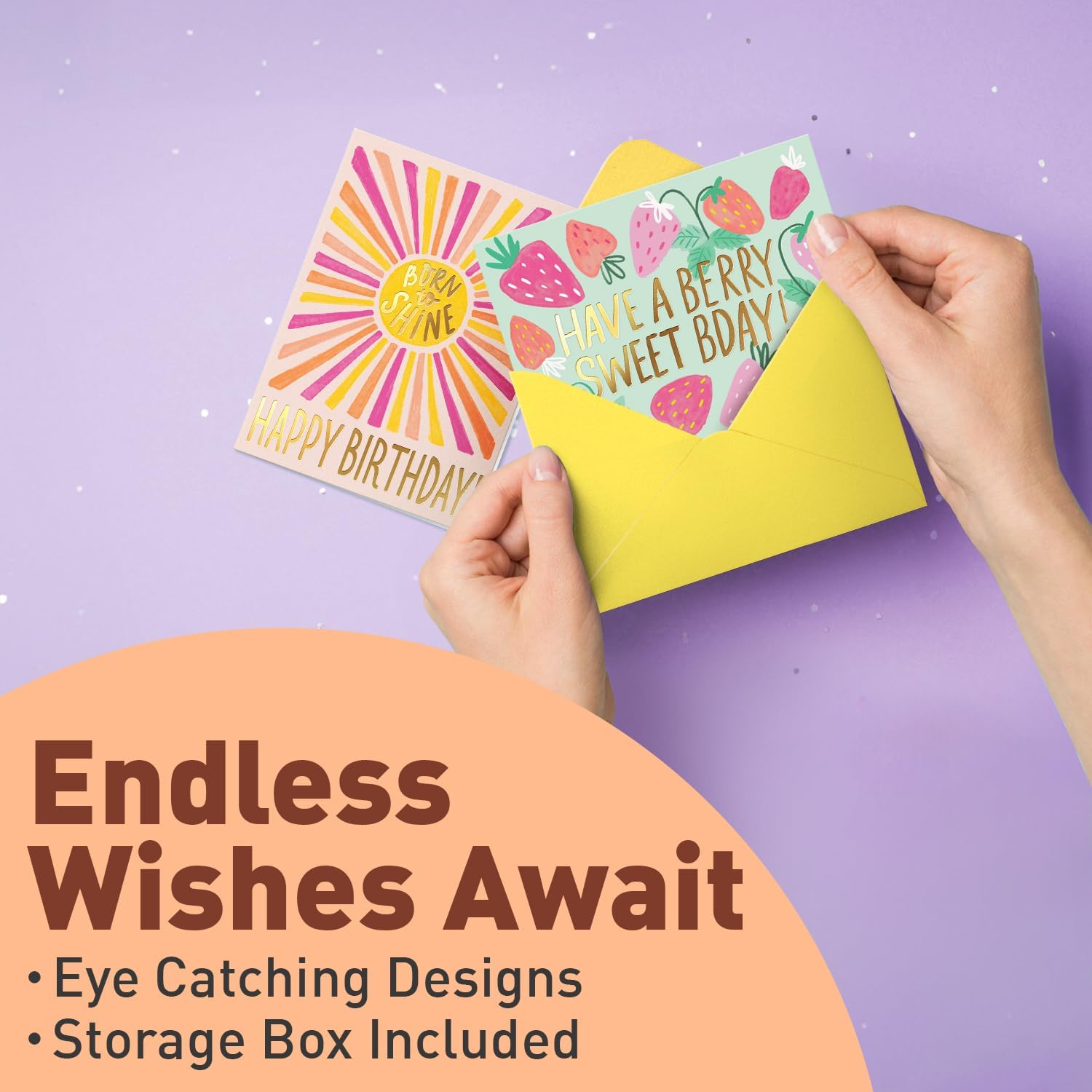Happy Birthday Cards with Envelopes & Assortment Box. Variety Set of 24 Assorted Birthday Cards with Envelopes, Perfect Bulk Pack for Celebrations, Special Occasions, Friends-4x5.5"