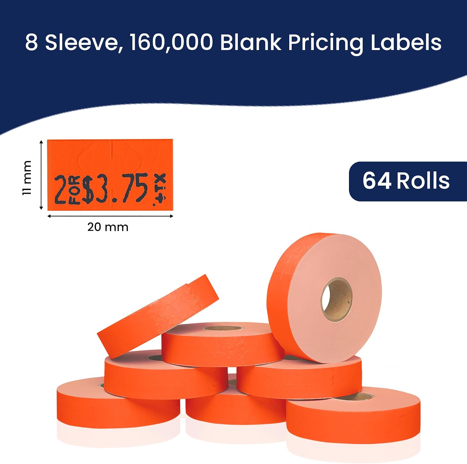 Fluorescent Red Pricing Labels for Monarch 1131 Price Gun – 8 Sleeves, 64 Rolls Value Pack - 160,000 Price Marking Labels – with Ink Rolls Included