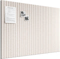 Large Cork Board Alternative - Slat Wall Paneling, Felt Bulletin Board Tiles for Office Decor, Push pin Board Office Wall Organizer -8 Vertical Stripes-12-Pack-Oatmeal