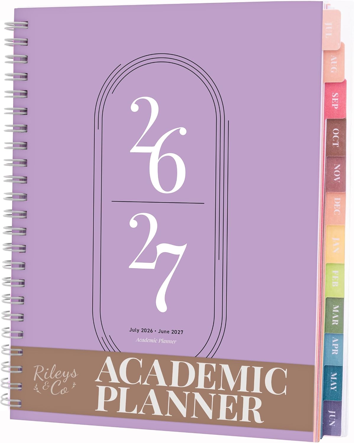 Rileys Academic Planner 2026-2027, Daily, Weekly & Monthly Planner, July 2026 - June 2027, Student Notes Pages, Twin-Wire Binding Weekly Agenda for School & Work (20 x 15 cm, Lilac)