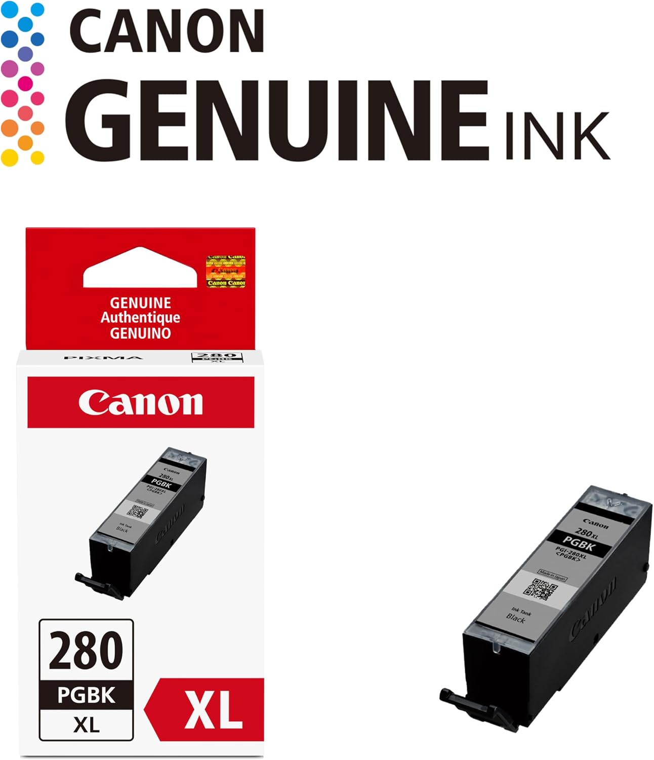 Genuine Ink Cartridge PGI-280XL Black, High-Yield (1 Count), Original Printer Ink for PIXMA TR7620 / TR8520 / TS6220 Printers (Pack of 2)