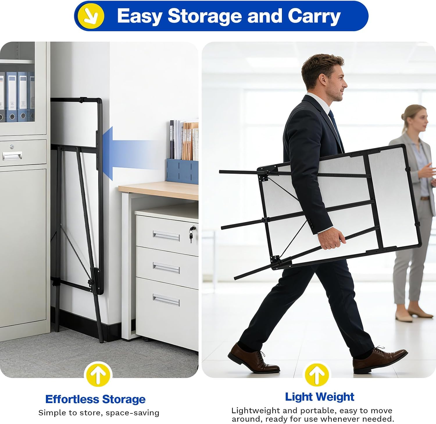 Magnetic Whiteboard Easel, 36"x24" （Black） | Height Adjustable Flipchart Easel with Stand, Large Aluminium Frame White Board for Office or Teaching at Home & Classroom