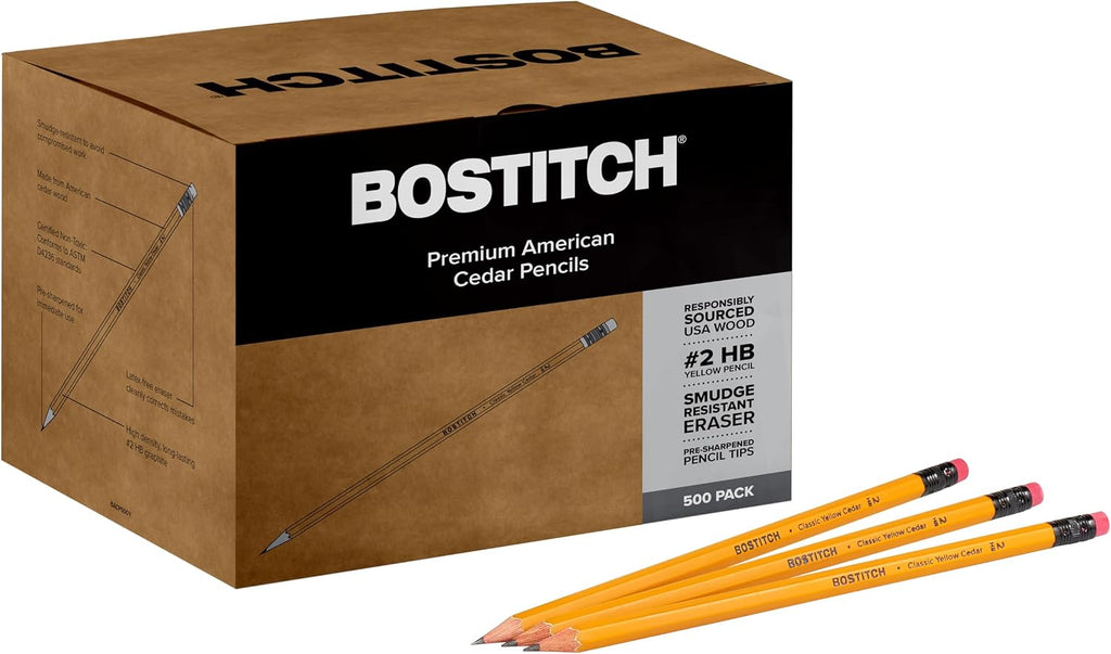 Premium #2 Pencils, American Cedar Wood, Pre-Sharpened, HB Graphite, 500-Pack