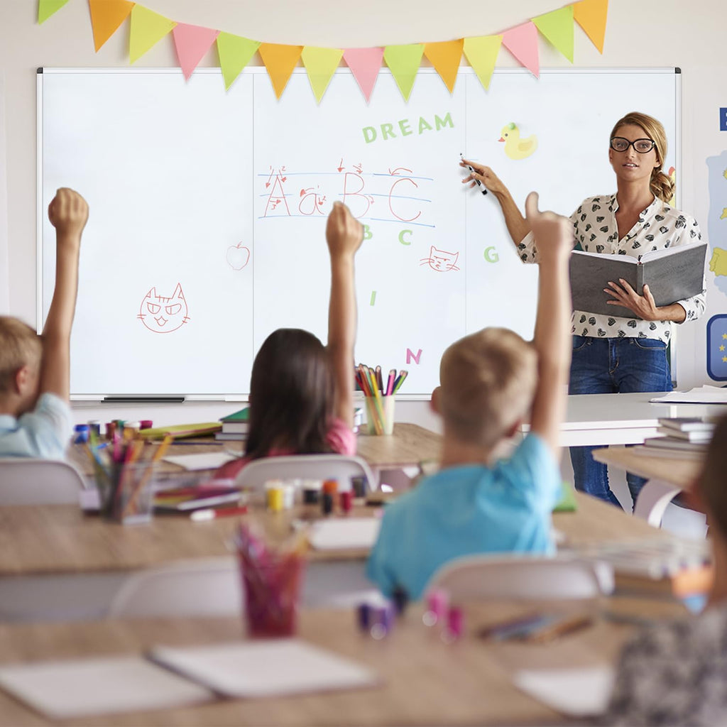 Large Magnetic Whiteboard, 96 X 48 Inches,Foldable Dry Erase Board | Wall Mounted White Board for School Office and Home 8' X 4'
