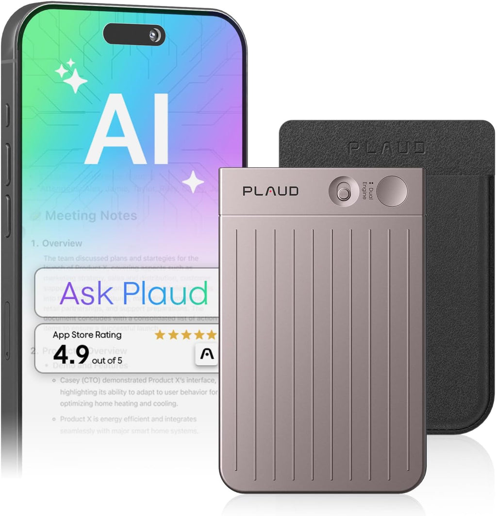 Note AI Voice Recorder, Note Taker w/Case, App Control, Transcribe & Summarize with AI, Support 112 Languages, for Meetings, Calls, Lectures, Professionals, Teams, Starlight, Non-Pro Version