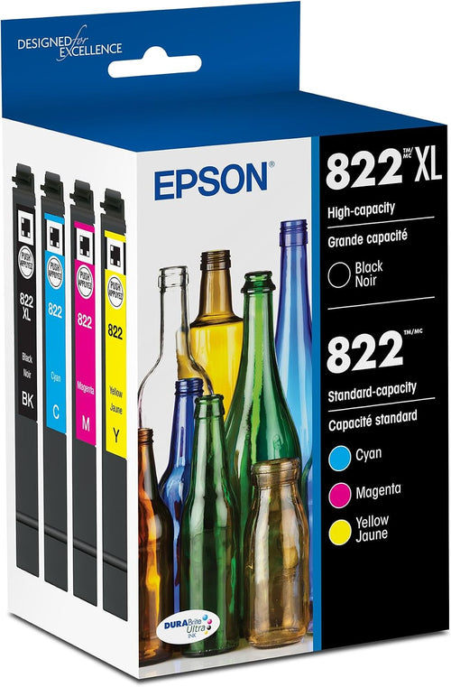 822 DURABrite Ultra Ink High Capacity Black & Standard Color Cartridge Combo Pack (T822XL-BCS) Works with Workforce Pro WF-3820,3823, 4820, 4830, 4833, 4834