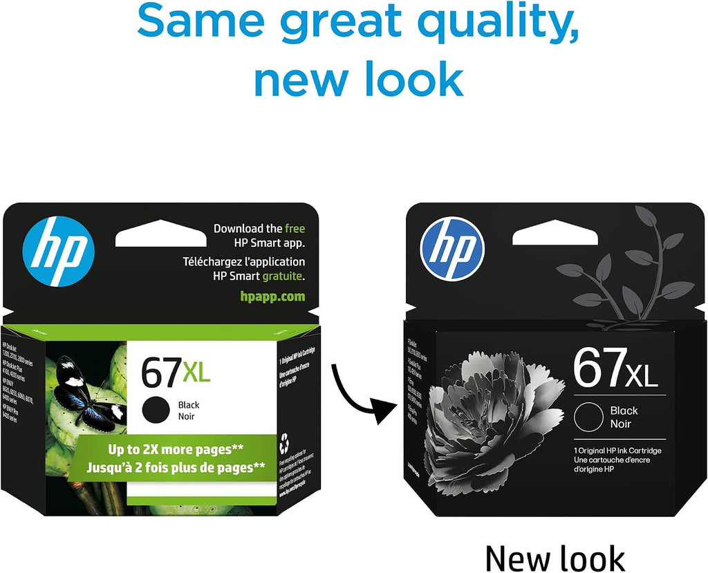 Original 67XL Black High-Yield Ink Cartridge | Works with DeskJet 1255, 2700, 4100 Series, Envy 6000, 6400 Series | Eligible for Instant Ink | 3YM57AN