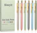 Gel Pens 6 Pcs, 0.5mm Quick Dry Black Ink Pens Fine Point Smooth Writing Pens,Retractable Pens for Journaling Note Taking,Stylo Gel Gift for Women (Morandi-6PC)