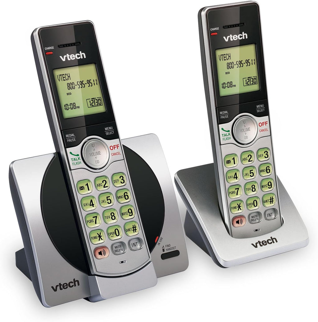 DECT 6.0 Dual Handset Cordless Phones with CID, Backlit Keypads and Screens, Full Duplex Handset Speakerphones, and Call Block Silver/Black